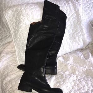 Enzo Angiolini over the knee black leather boots